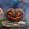 Realistic Flaming Burlap Pumpkin Halloween Ornament 10 Inches